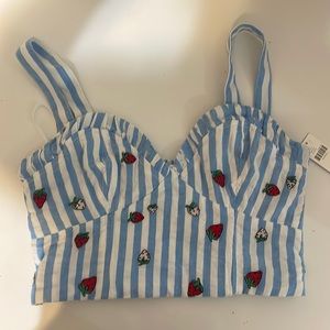 $90 NWT Anthropologie Striped Strawberry Tank cute vintage stripes crop